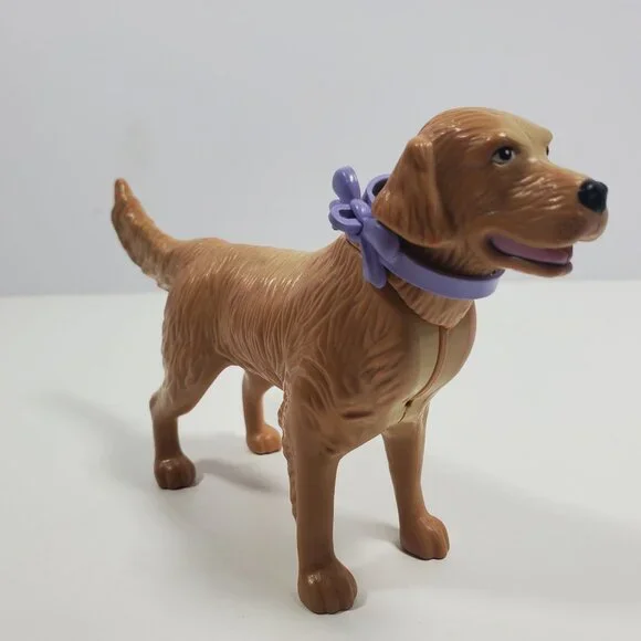 Barbie Golden Retriever Dog 7" With Purple Bow Yellow Brown - Picture 16 of 16